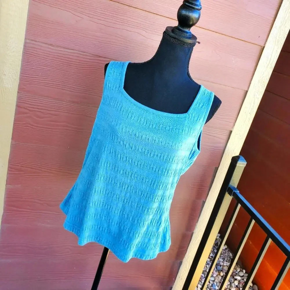 Christopher & Banks Teal Stretchy Knit Sleeveless Top Women's Size XL EUC - Picture 1 of 6